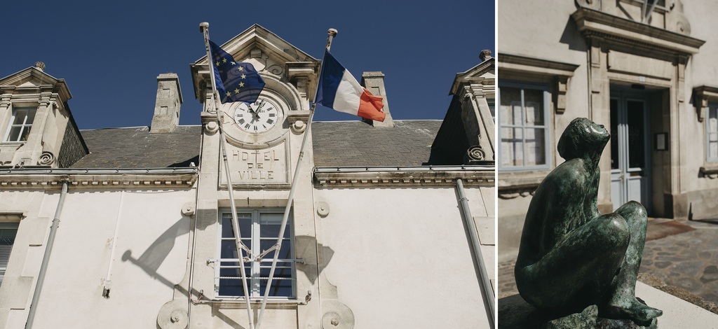 Noirmoutier mairie statue ciel bleu mariage