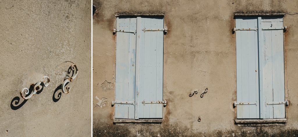 mur Noirmoutier volets bleus ombres