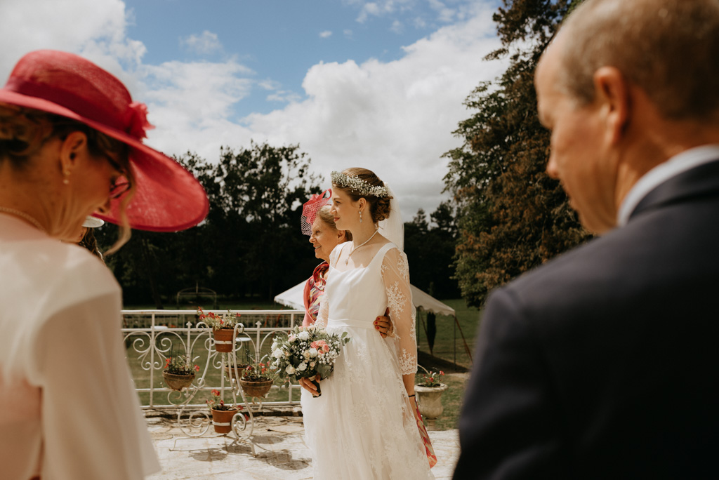 mariée famille robe ciel bleu