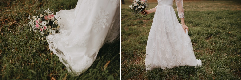 robe mariée herbe bouquet