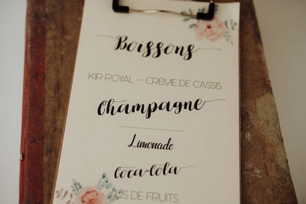 boissons carte mariage