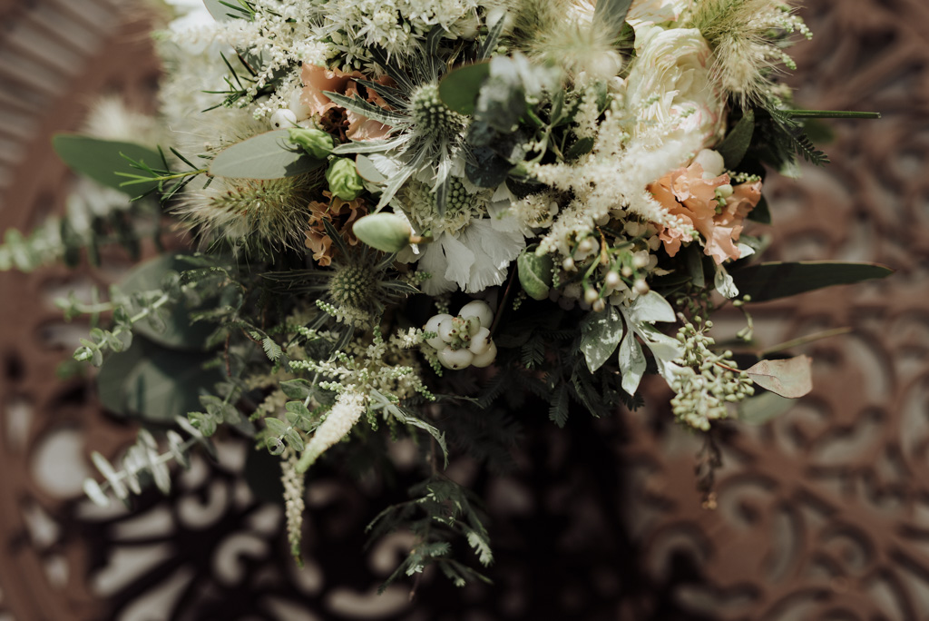 bouquet mariée table fer forgé