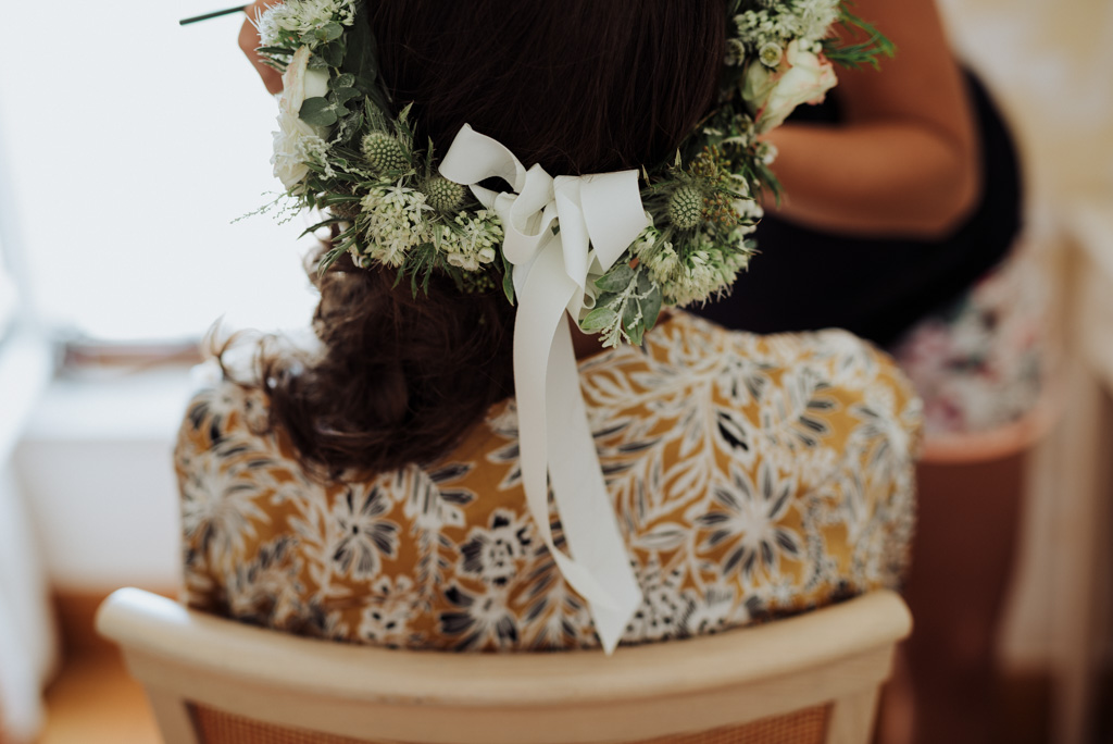 mariage Vendée Sébrandière couronne fleurs préparatifs mariée