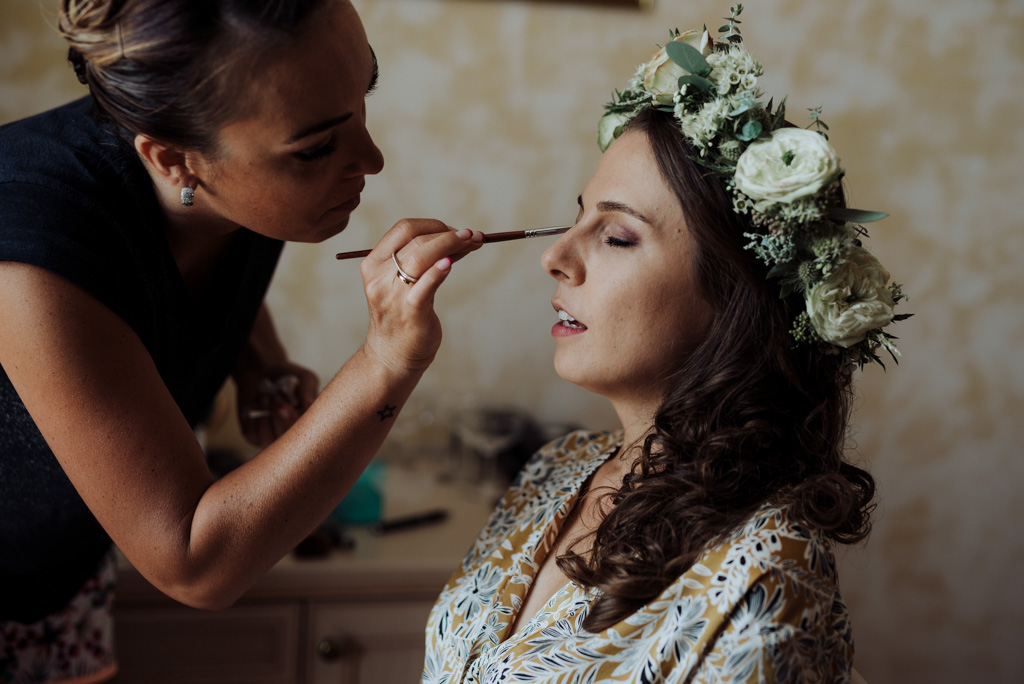 mariage Vendée Sébrandière maquillage mariée pinceau couronne