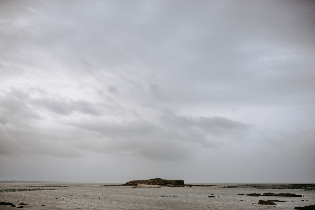 côte Morbihan Pointe du Bile nuages rochers mer