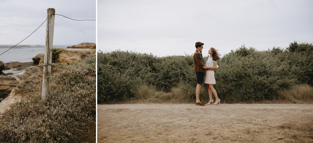 couple séance engagement Morbihan côte rochers Bile